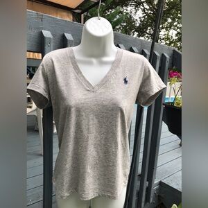NWOT Women’s Polo Ralph Lauren Cotton Jersey V-Neck Tee, size small,Heather Grey